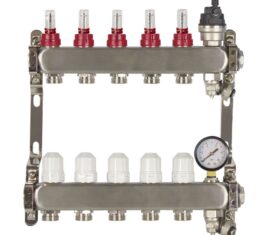 5 Port Poly Style Stainless Steel Underfloor Heating Manifold with ball valve The Underfloor Heating Company